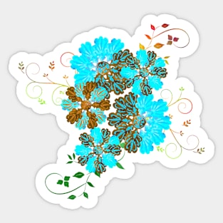 Turquoise Floral Decoration Dream Love Sticker